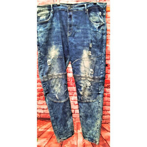 Waimea Jeans Mens 44 Blue Denim Bleaching Tint Distressed Skinny 5 Pocket Preppy